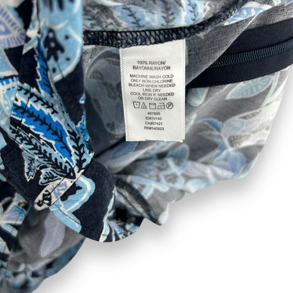 Ann Taylor Loft Jumpsuit Size 8 Blue Floral Print Square Neck Boho Casual Rayon - Picture 15 of 16